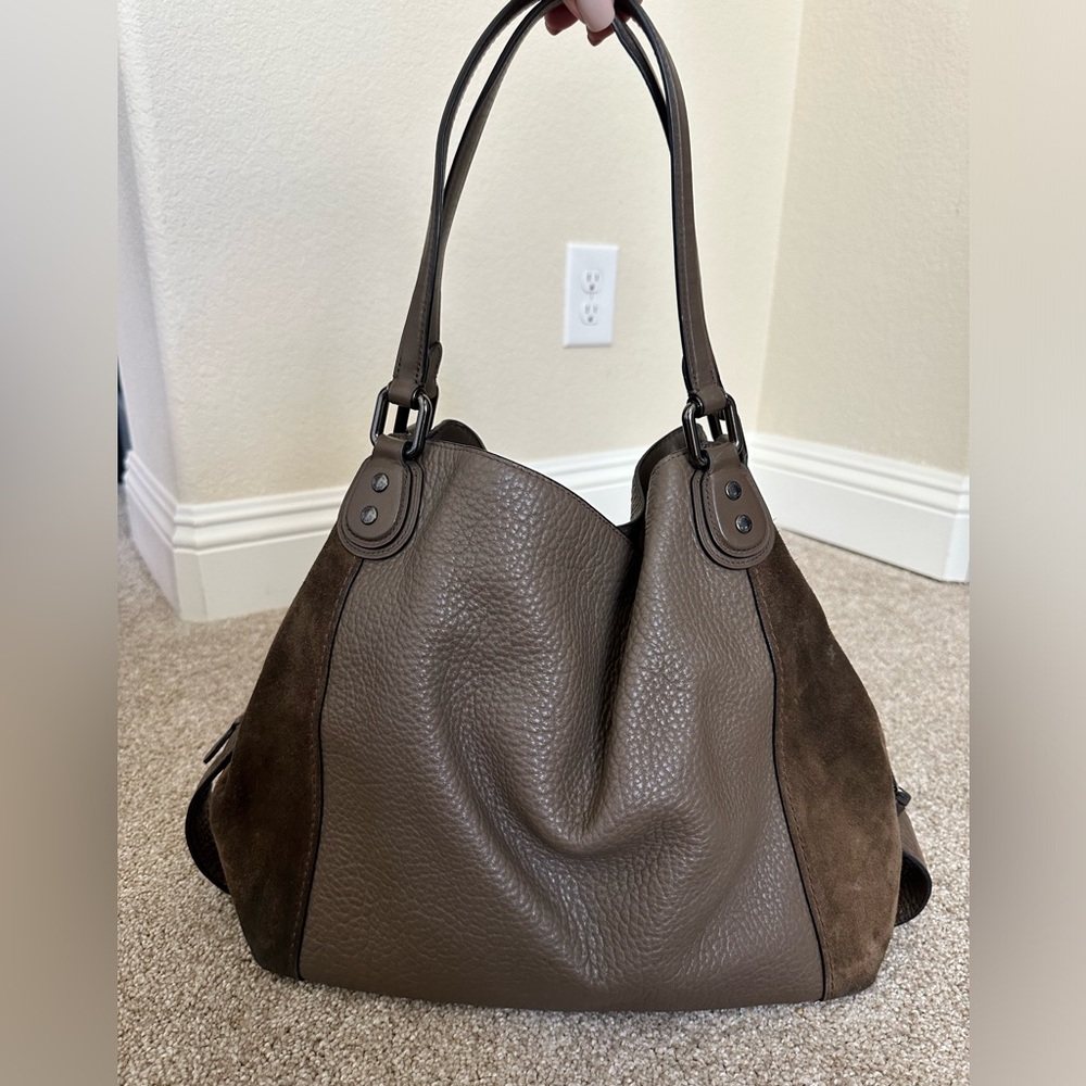 Coach Dalton 31 Pebbled Leather Suede Shoulder Bag